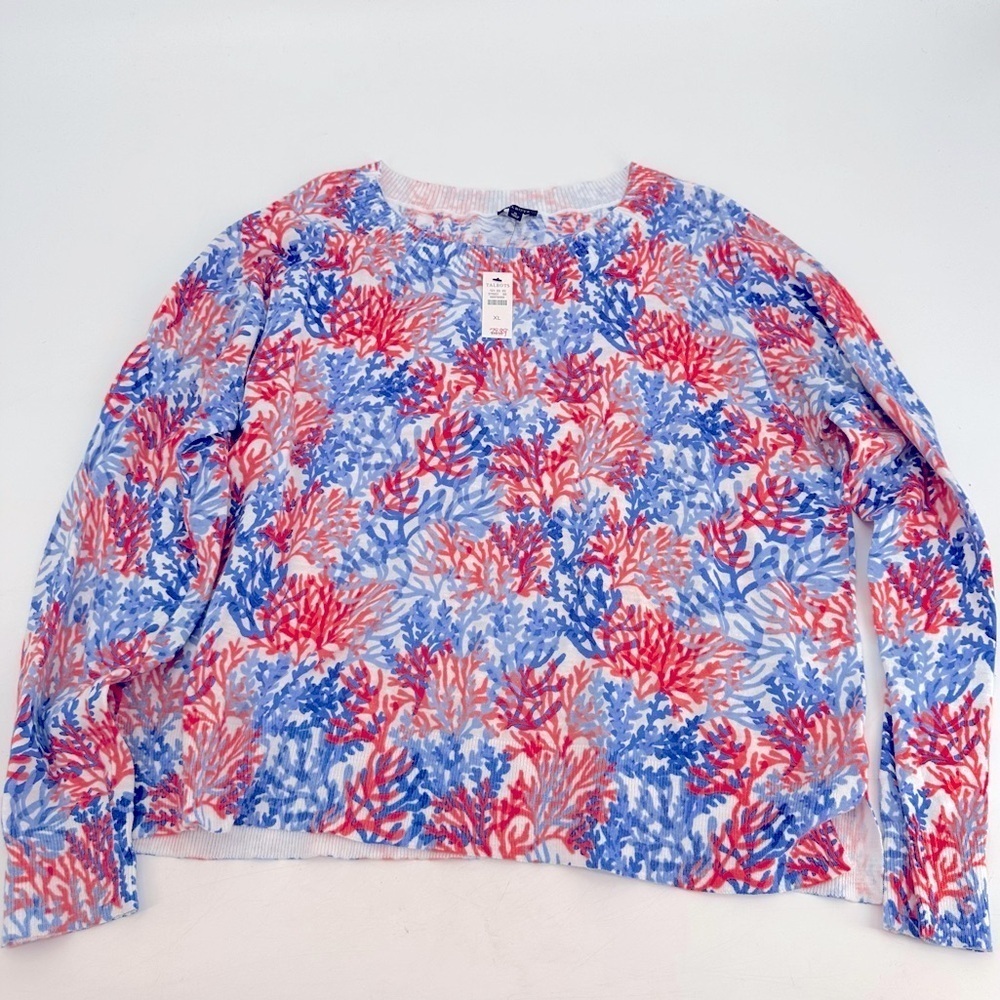 Talbots Coral Print Lightweight Sweater Size XL NEW